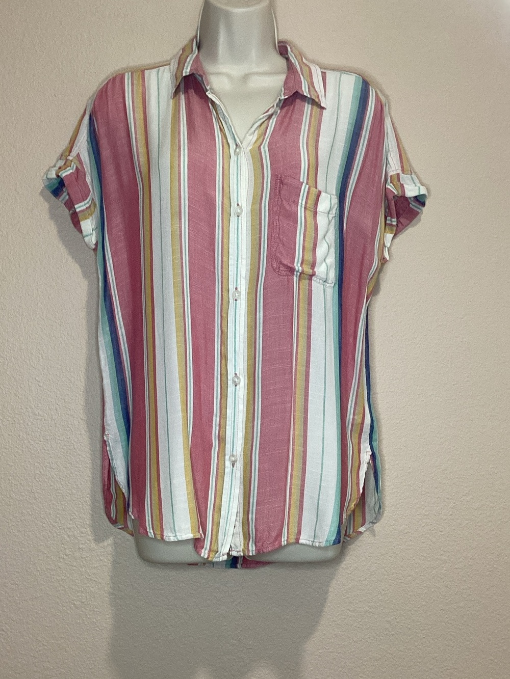 American Eagle Outfitters Multicolor Striped Button-Front Shirt, Size S, EUC